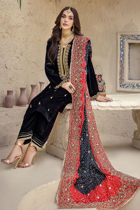 Readymade Pure Micro Velvet Suit with Chunri