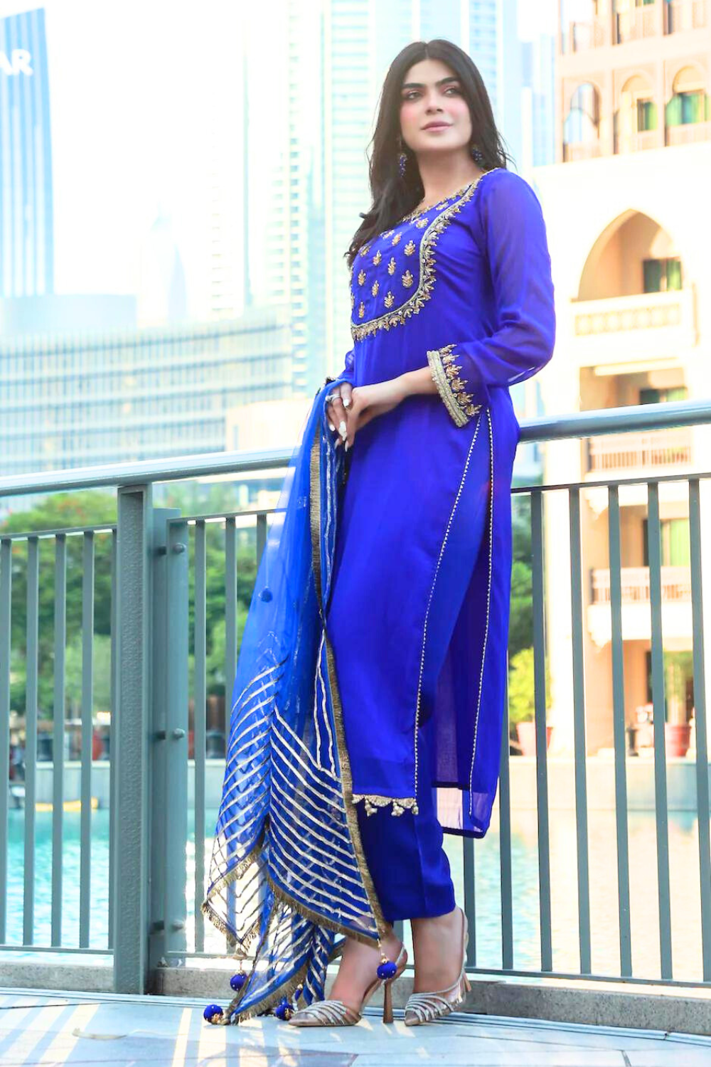 Royal Blue Readymade Chiffon Suit