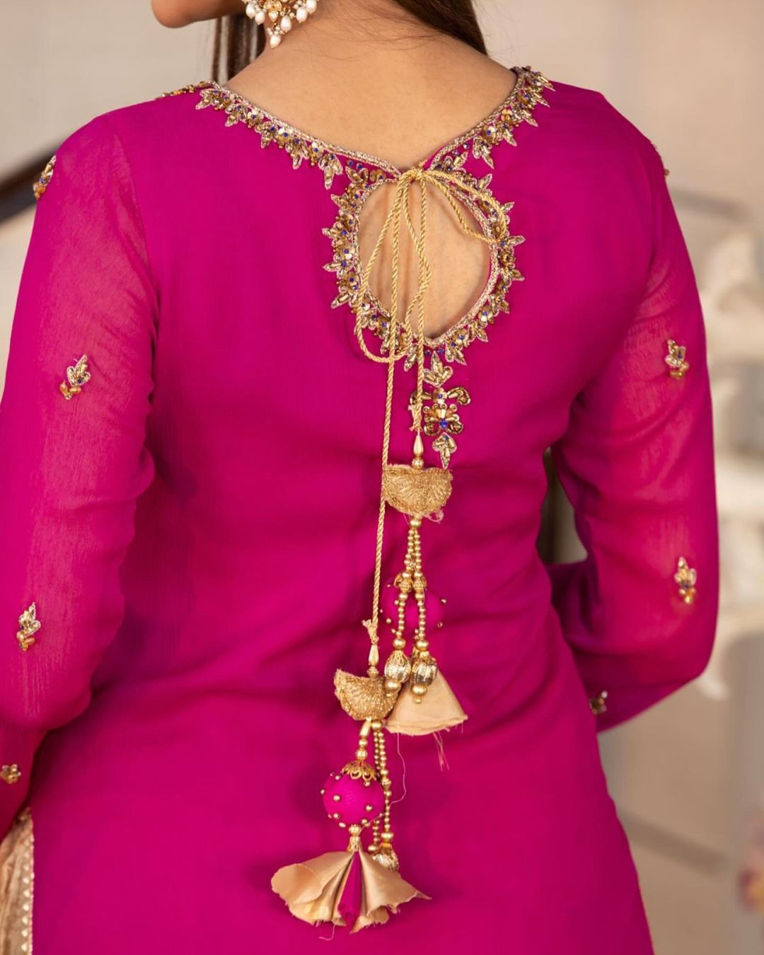 Magenta Readymade Pure Chiffon Sharara