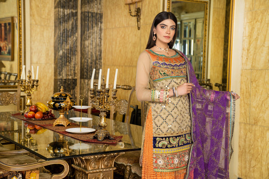 Handmade Pure Maysuri Sharara with Kora & Dabka Work