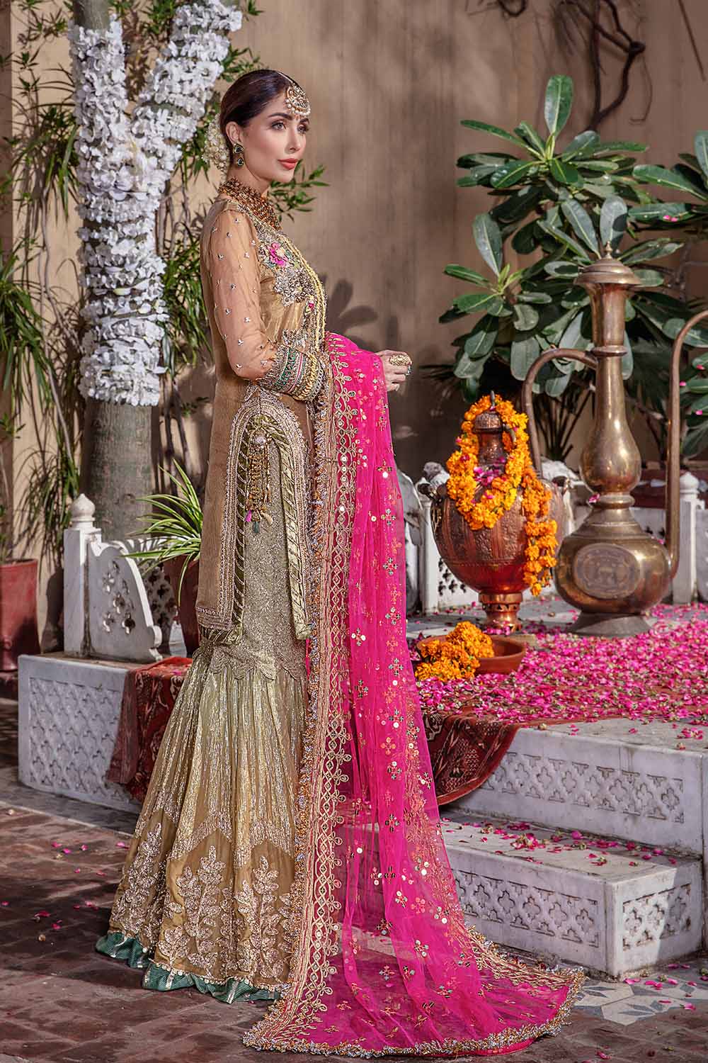 Readymade Hand Embroidered Pure Maysuri Gharara