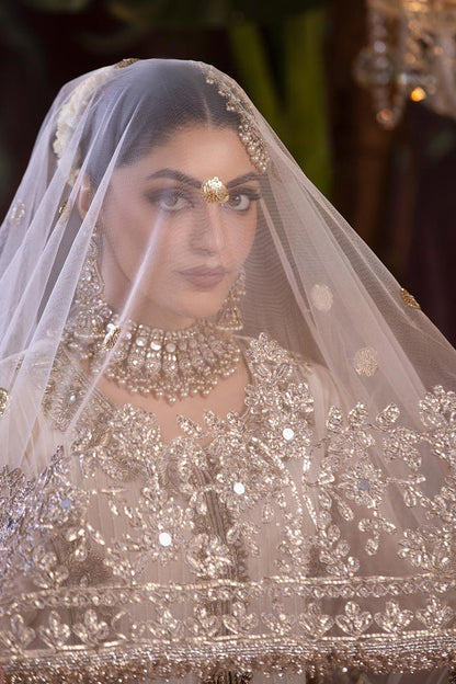 Readymade White Bridal Sharara with Stone Work