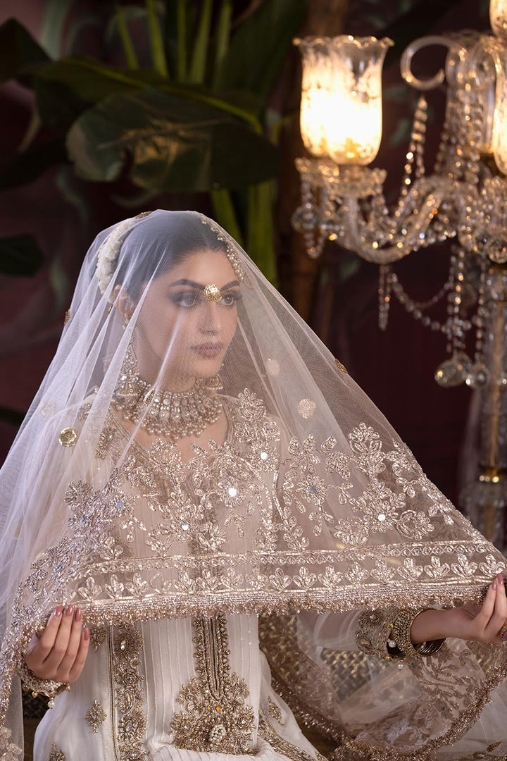 Readymade White Bridal Sharara with Stone Work