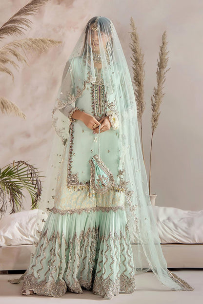 Readymade Turquoise Pure Crinkle Chiffon Gharara