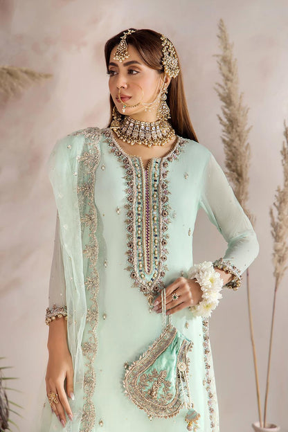 Readymade Turquoise Pure Crinkle Chiffon Gharara