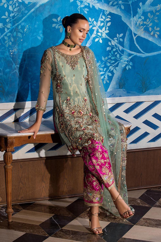 Turquoise Readymade Pure Maysuri Suit Size 44