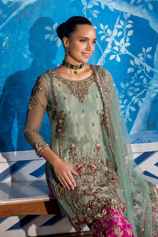 Turquoise Readymade Pure Maysuri Suit Size 44