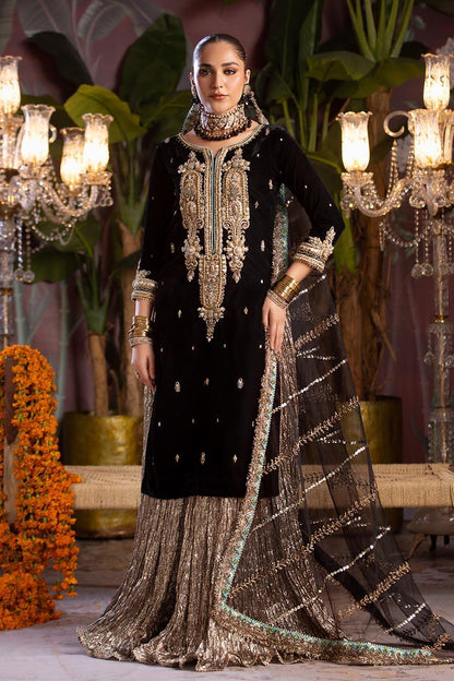 Readymade Black Handmade Velvet Sharara