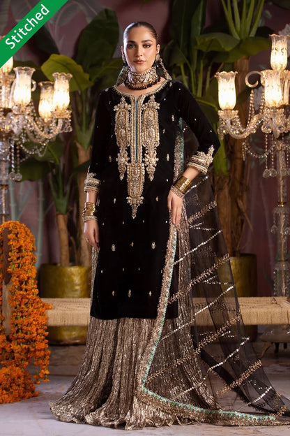 Readymade Black Handmade Velvet Sharara