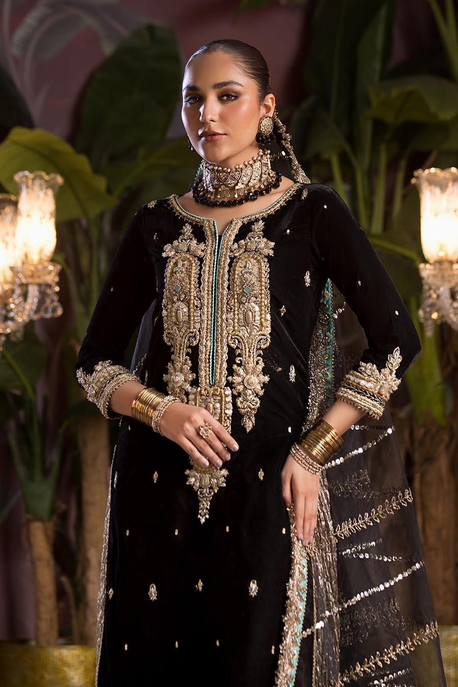 Readymade Black Handmade Velvet Sharara