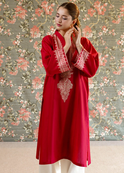 Red A-Line Lawn Kurta for Women Online in UK USA Canada