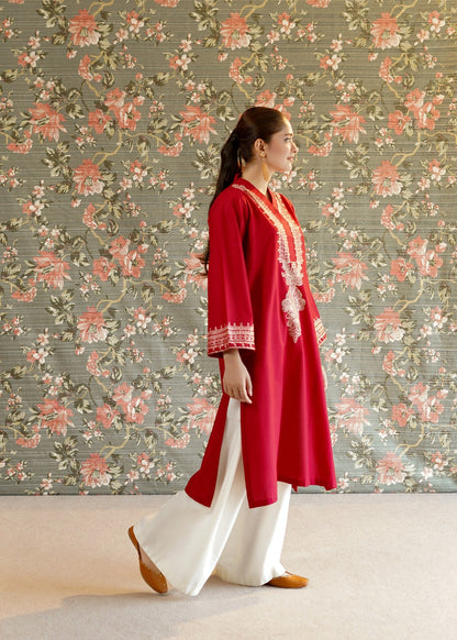 Red A-Line Lawn Kurta for Women Online in UK USA Canada