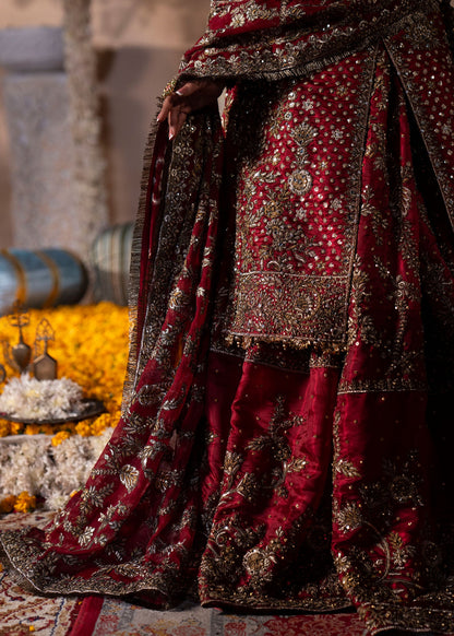 Red Charmuse Flared Lehenga Dress Online in Dubai DXB UAE Abudhabi Meena Bazaar