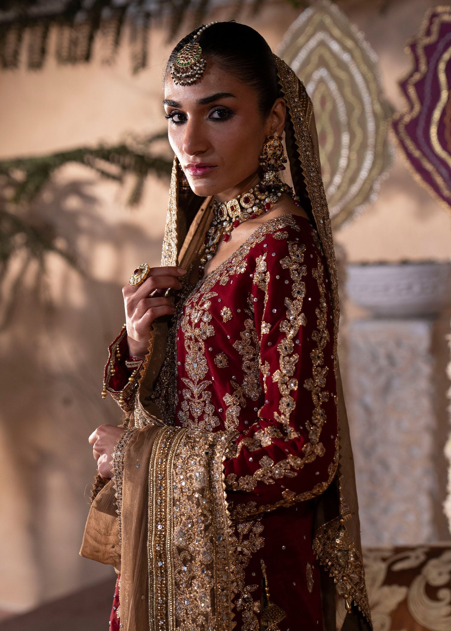 Red Chiffon 3 Piece Festive Gharara Online in Sri Lanka India Australia