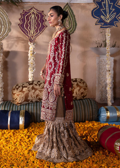 Red Chiffon 3 Piece Gharara Dress Online in Sri Lanka India Australia