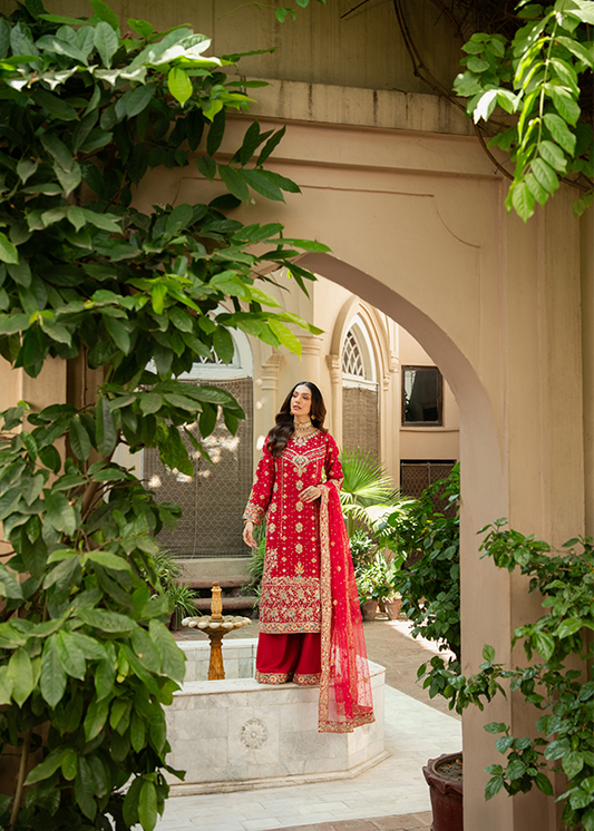 Red Chiffon Straight Cut Kurta Suit Online in Dubai DXB UAE Abudhabi Meena Bazaar