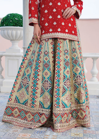 Red Chiffon Wedding Guest Lehenga Suit Online in UK USA Canada