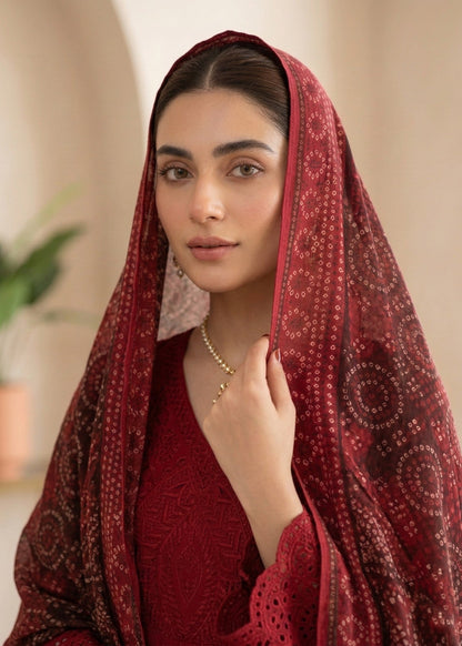 Red Cotton Pishwas with Embroidered Work Online in Dubai DXB UAE Abudhabi Meena Bazaar