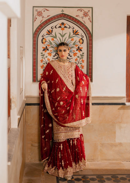 Red Designer Chiffon Wedding Guest Wear Online in UK USA Canada