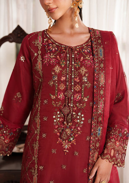 Red Designer Organza Salwar Suit Online in KSA Riyadh Saudi Arabia Oman Bahrain Qatar
