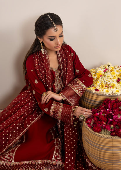 Red Designer Raw Silk Kurta Set for Women Online in UK USA Canada