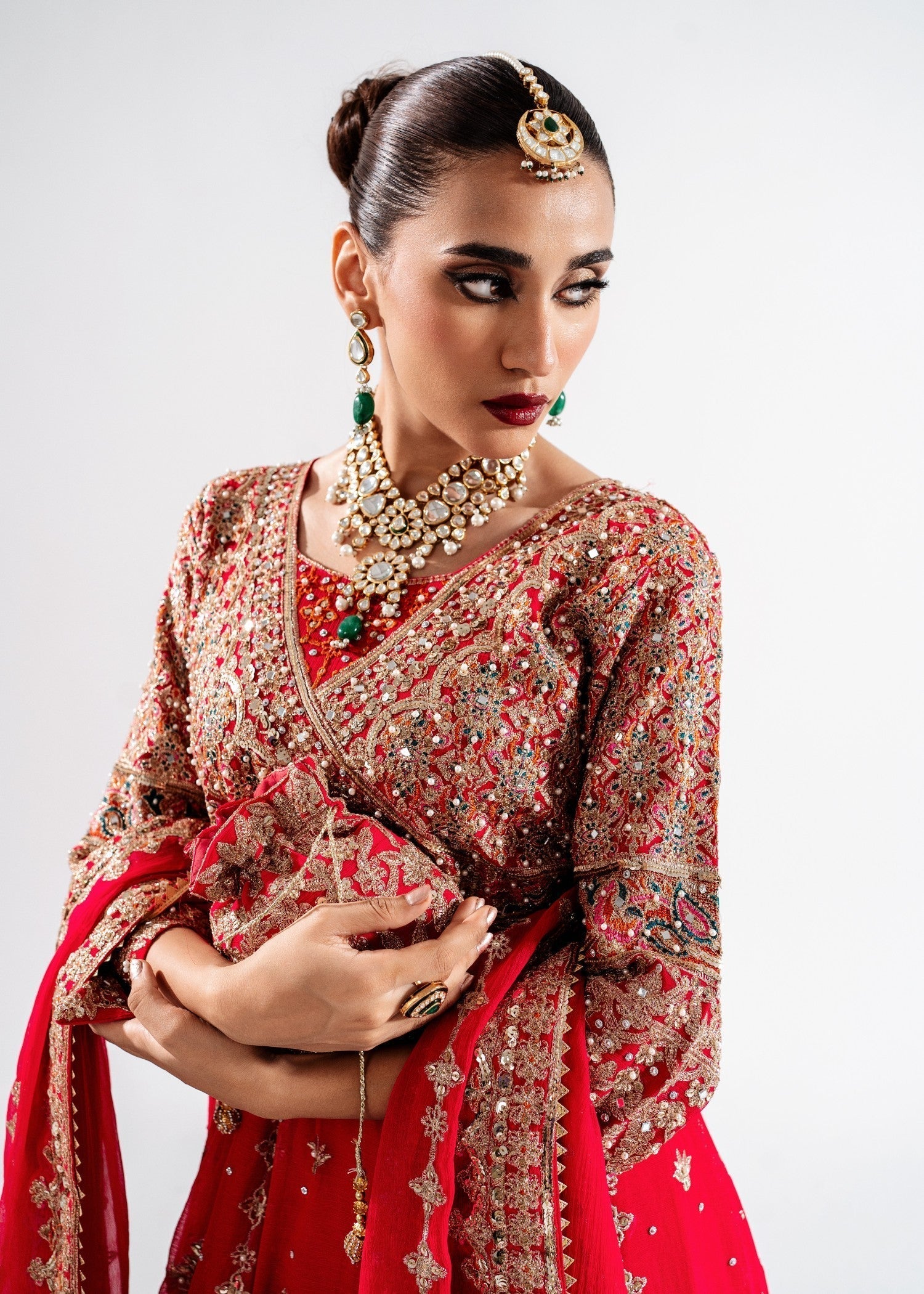 Red Embellished Chiffon Formal Suit Online in UK USA Canada