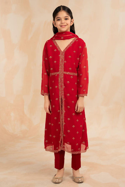 Red Embellished Chiffon Raw Silk Salwar Kameez Online in Dubai UAE Abudhabi Ajman Sharjah