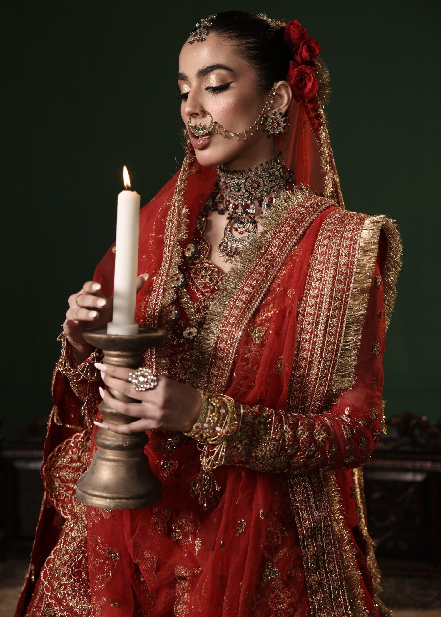 Red Embellished Net Lehenga Choli Online in Dubai DXB UAE Abudhabi Meena Bazaar