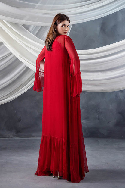 Red Embroidered Indowestern Designer Outfit Online in UK USA Canada