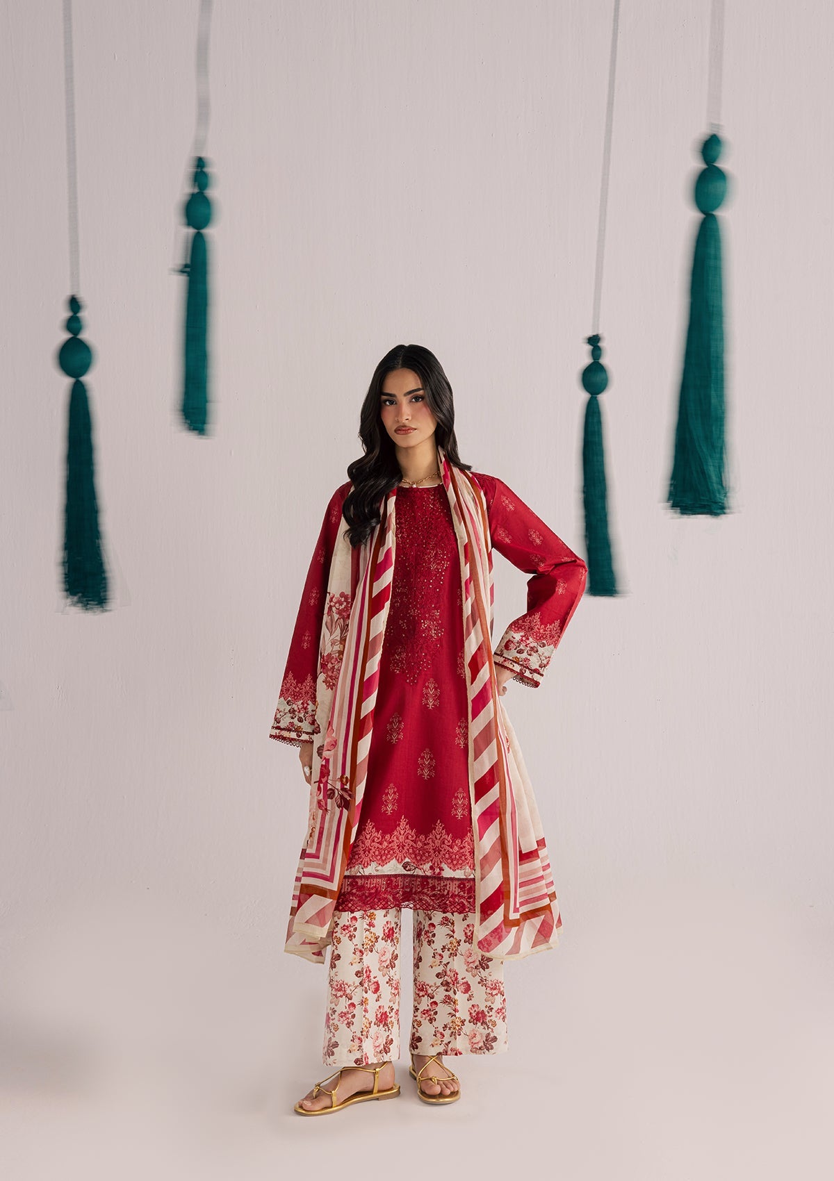 Red Embroidered Lawn Outfit Online in UK USA Canada