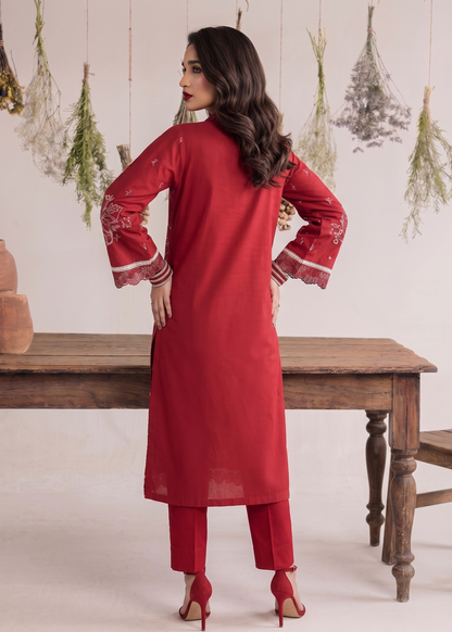 Red Embroidered Lawn Pakistani Suit Online in Dubai UAE Abudhabi Ajman Sharjah