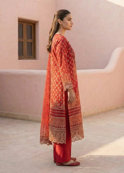 Red Embroidered Lawn Straight Kurta Suit Online in Dubai UAE Abudhabi Ajman Sharjah
