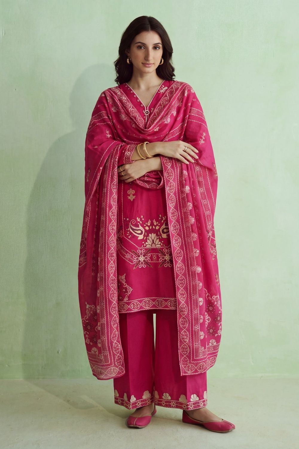 Red Embroidered Lawn Suit Online in Dubai UAE Abudhabi Ajman Sharjah