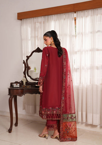 Red Embroidered Organza Kurta Suit Online in Dubai UAE Abudhabi Ajman Sharjah