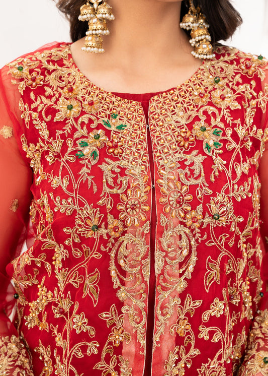Red Embroidered Organza Pakistani Wedding Dress Online in Sri Lanka India Australia