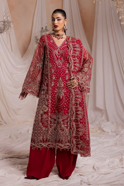 Red Embroidered Organza Salwar Kameez Online in Dubai UAE Abudhabi Ajman Sharjah