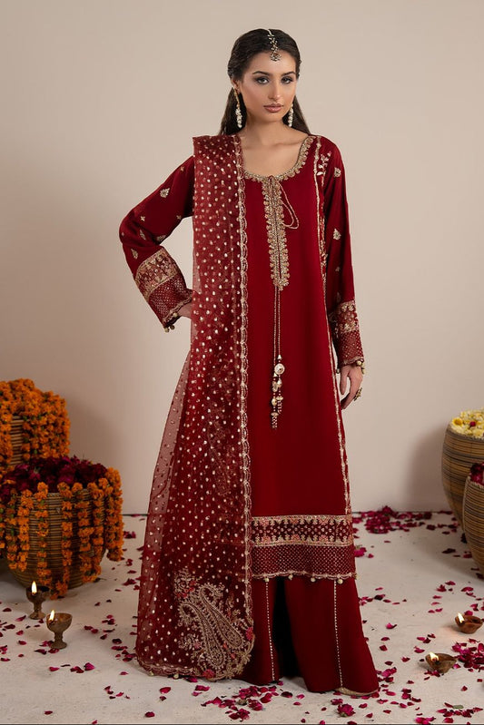 Red Embroidered Raw Silk Kurta Plazzo Set Online in Dubai UAE Abudhabi Ajman Sharjah