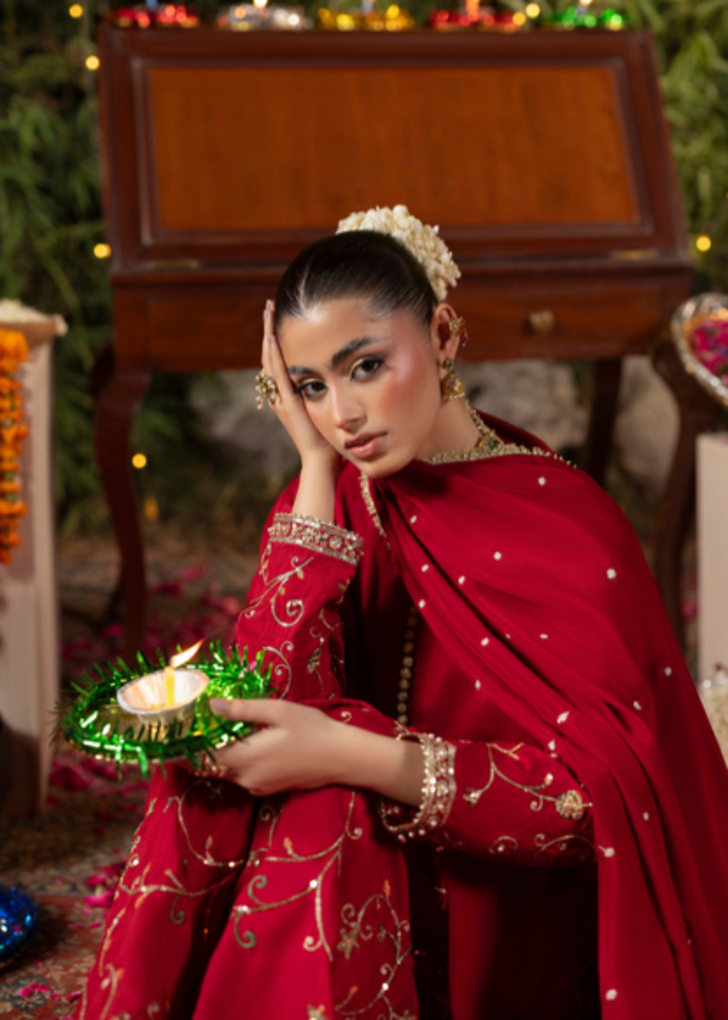Red Farshi Shalwar Raw Silk Outfit Online in Sri Lanka India Australia