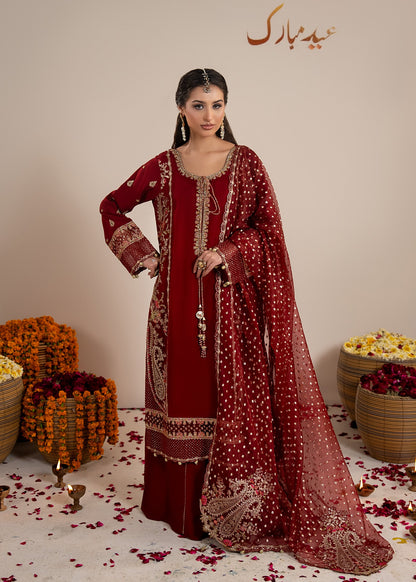 Red Festive Wear Raw Silk Kurta Set Online in Sri Lanka India Australia