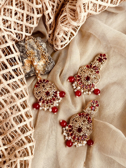 Red Gold Plated 3 Piece Jewellery Set Online in KSA Riyadh Saudi Arabia Oman Bahrain Qatar