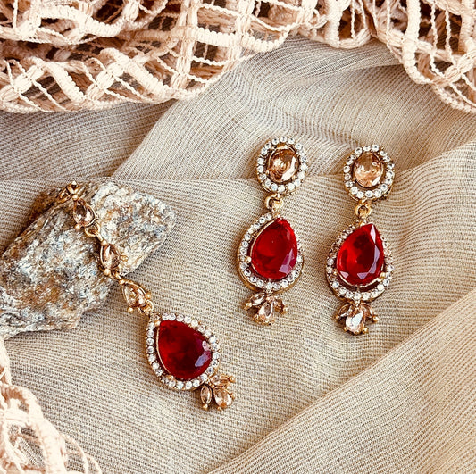 Red Gold Plated Choker Necklace Set Online in UK USA Canada