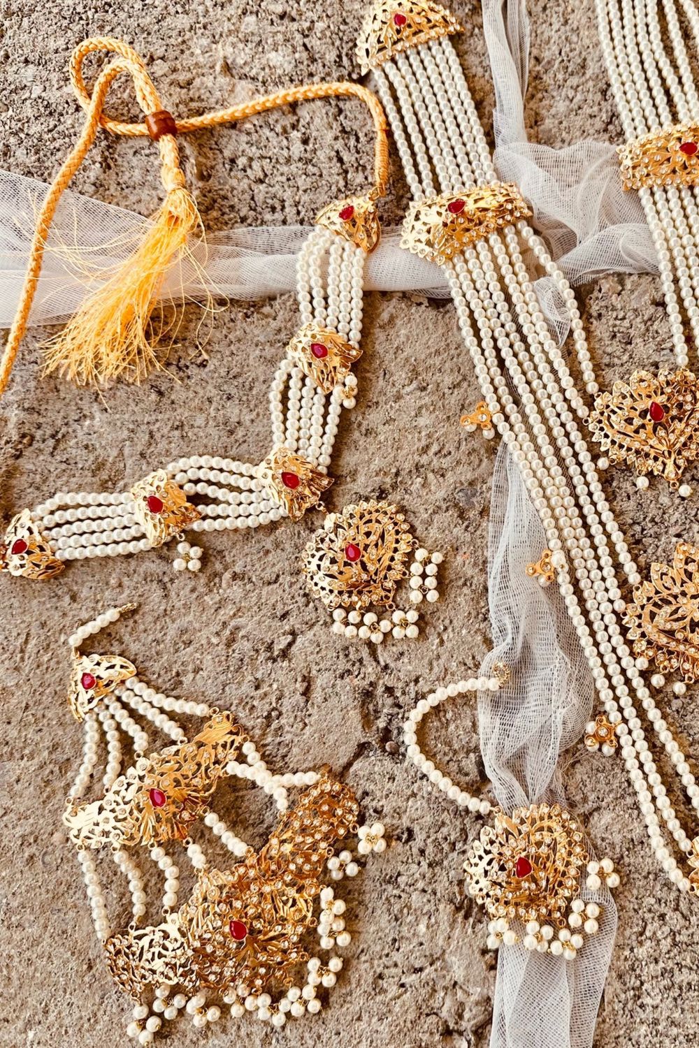 Red Gold Plated Hyderabadi Bridal Jewellery Set Online in Dubai UAE Abudhabi Ajman Sharjah