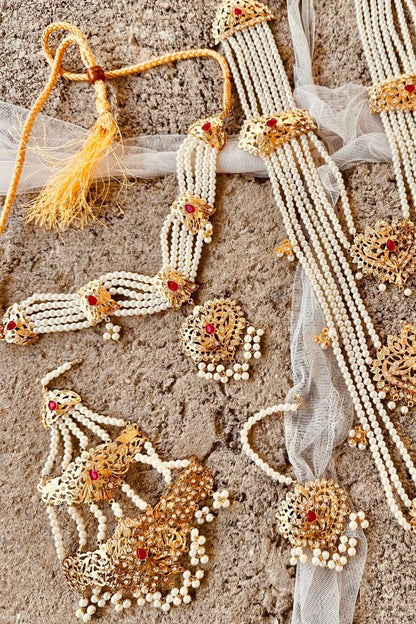 Red Gold Plated Hyderabadi Bridal Jewellery Set Online in Dubai UAE Abudhabi Ajman Sharjah