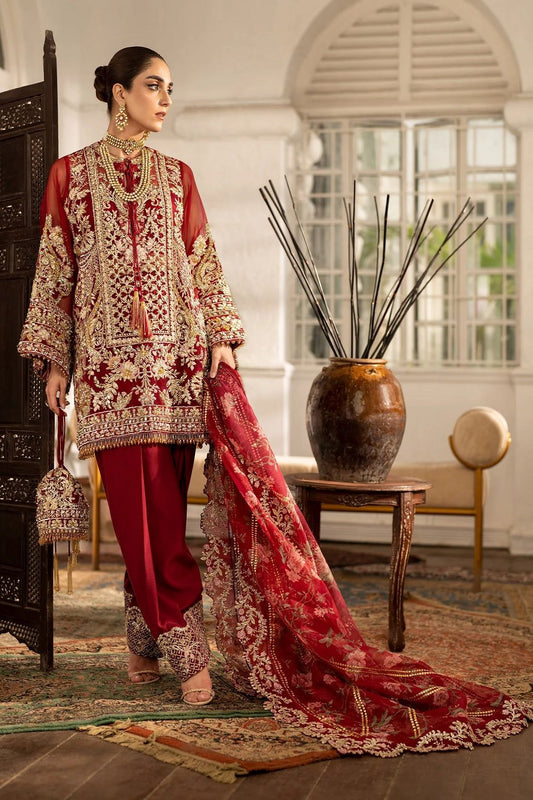 Red Hand Embellished Organza Indowestern Designer Suit Online in Dubai UAE Abudhabi Ajman Sharjah