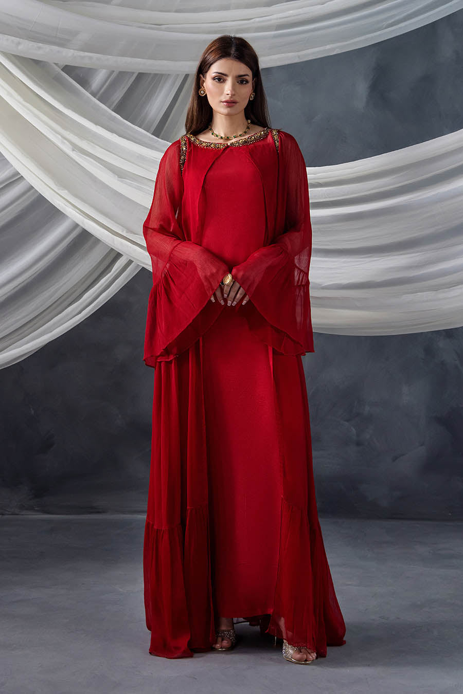 Red Handwork Indowestern Partywear Suit Online in Sri Lanka India Australia