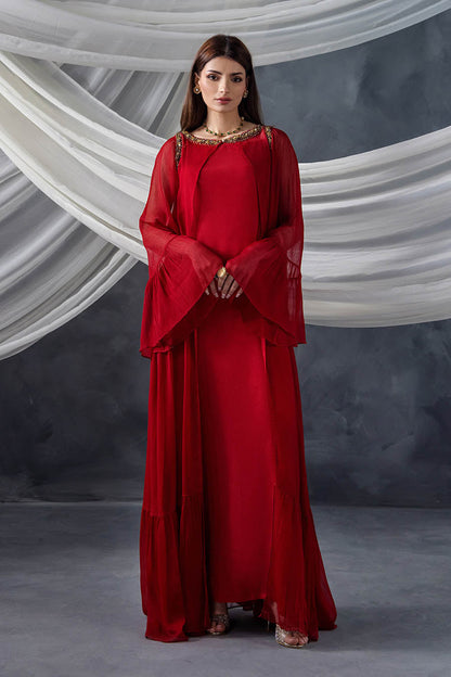 Red Handwork Indowestern Partywear Suit Online in Sri Lanka India Australia