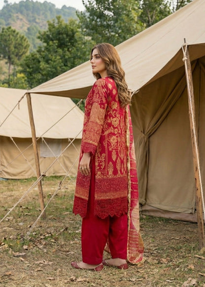 Red Jacquard Embroidered Kurta with Shalwar Dupatta Online in Dubai UAE Abudhabi Ajman Sharjah