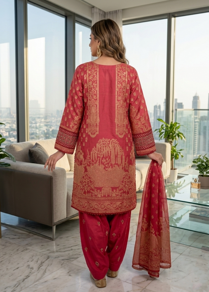 Red Jacquard Festive Wear Suit Online in Sri Lanka India Australia