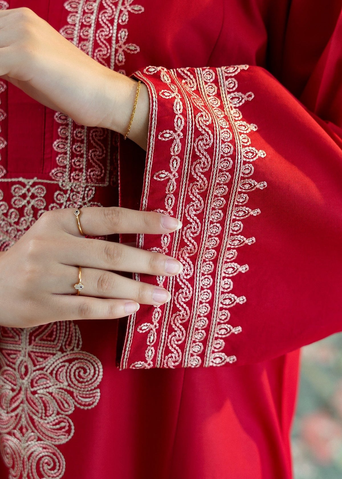 Red Lawn Embroidered Daily Wear Kurta Online in Dubai DXB UAE Abudhabi Meena Bazaar