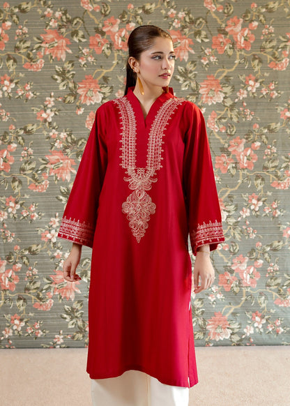 Red Lawn Embroidered Daily Wear Kurta Online in Dubai DXB UAE Abudhabi Meena Bazaar